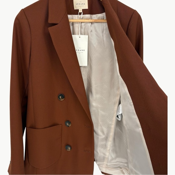 NWT Sézane Michele Double Breasted Blazer | Sz 36 (US 4) | Chocolate Brown - Picture 12 of 16